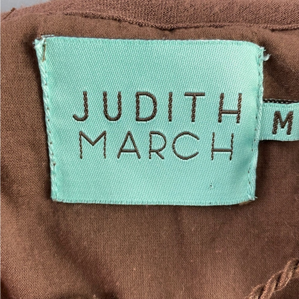 Judith March Peasant Bohemian Tab Sleeve Brown Embroidered Floral Swing Dress, M - Picture 4 of 9